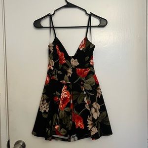 A’GACI Black and Red Floral Romper